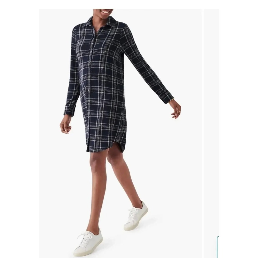 Faherty Legend Sweater Dress in Dakota Blue Plaid Size XS